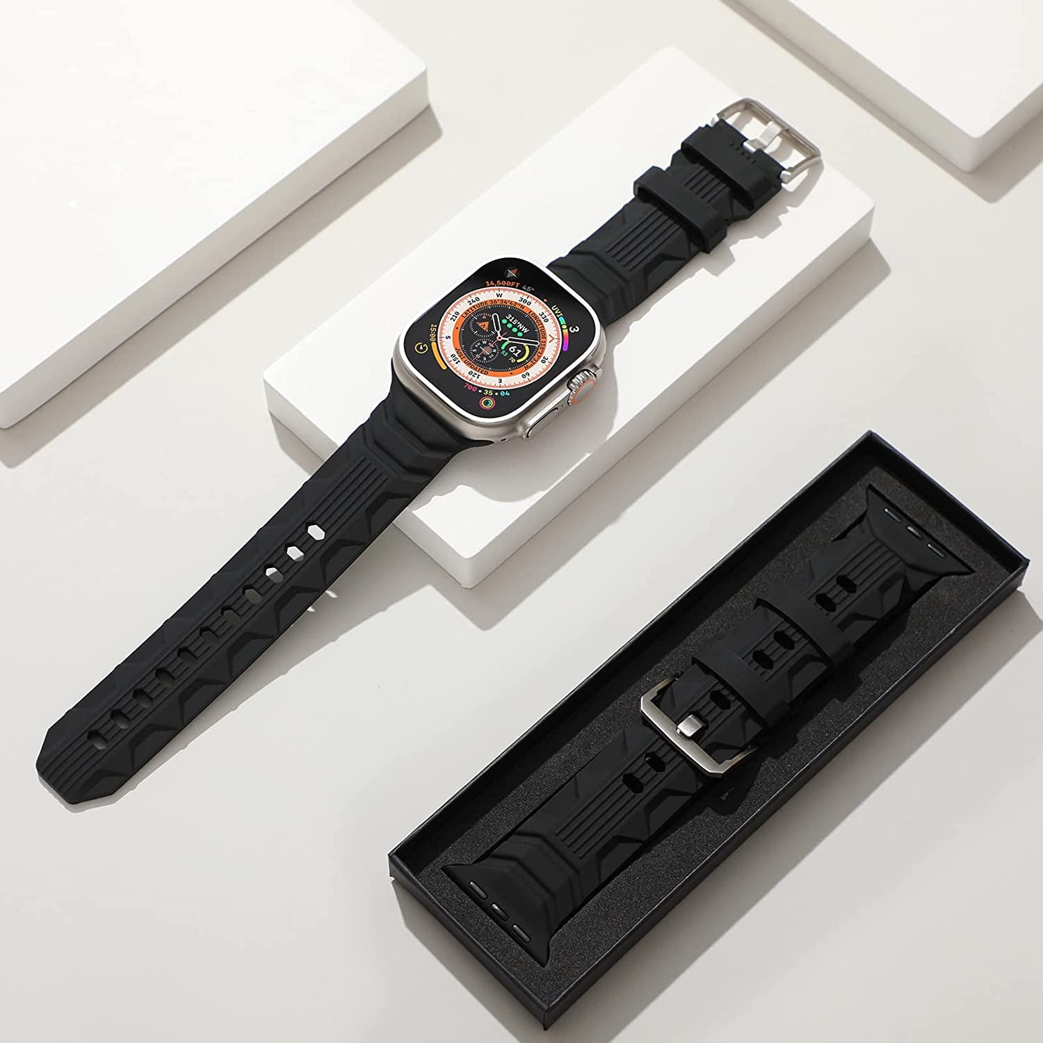 Bandiction Sport Band Compatible with Apple Watch Ultra Band 49Mm 45Mm 44Mm 42Mm, Soft Silicone Replacement Strap for Iwatch Series 8/7/6/5/4/3/2/1/Se/Ultra, Designed for Men  Bandiction   