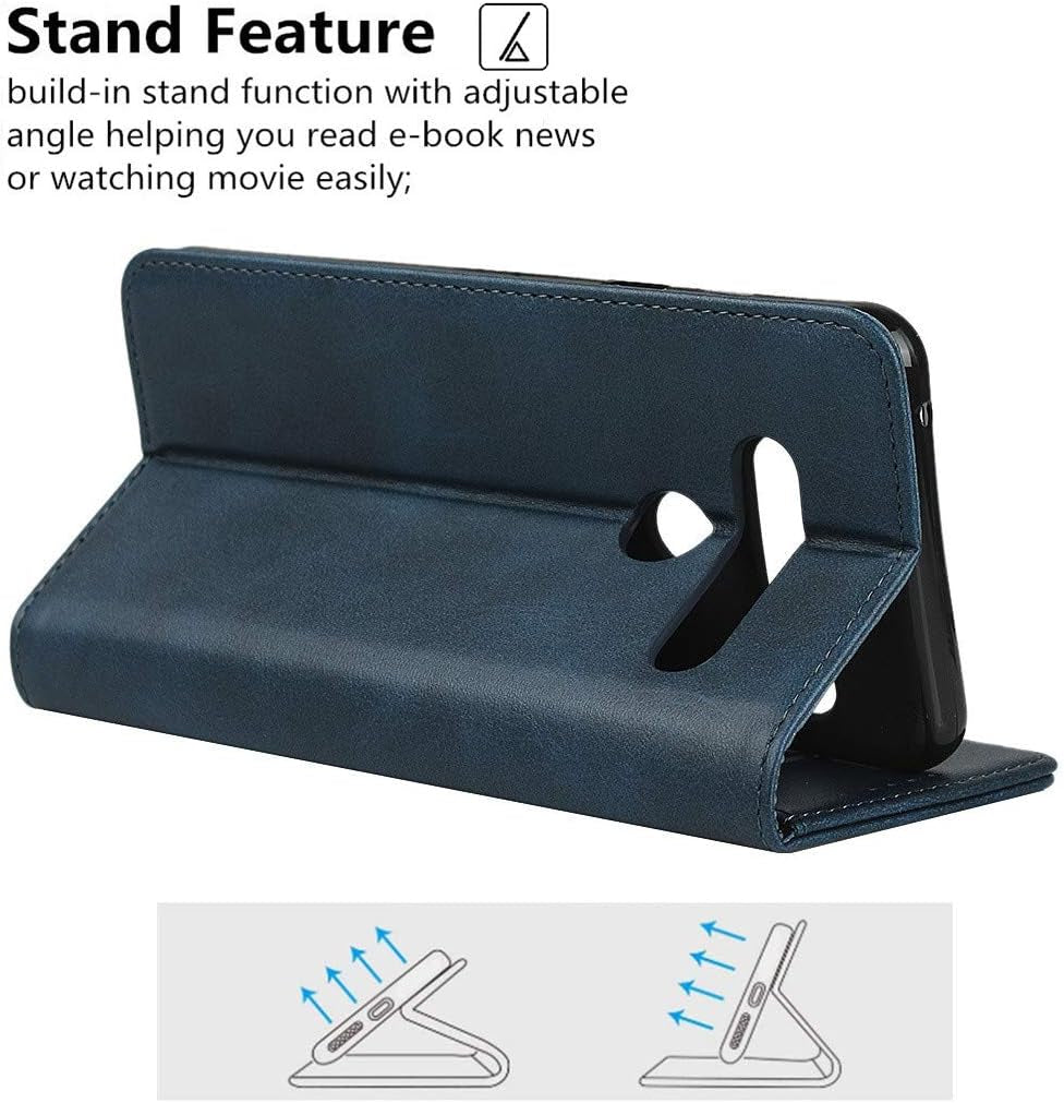 Icovercase for LG G8 Thinq Wallet Case, Premium PU Magnetic Leather Card Slots Holder Carry Kickstand Feature Flip Cover Case for LG G8 (Navy Blue)  iCoverCase   