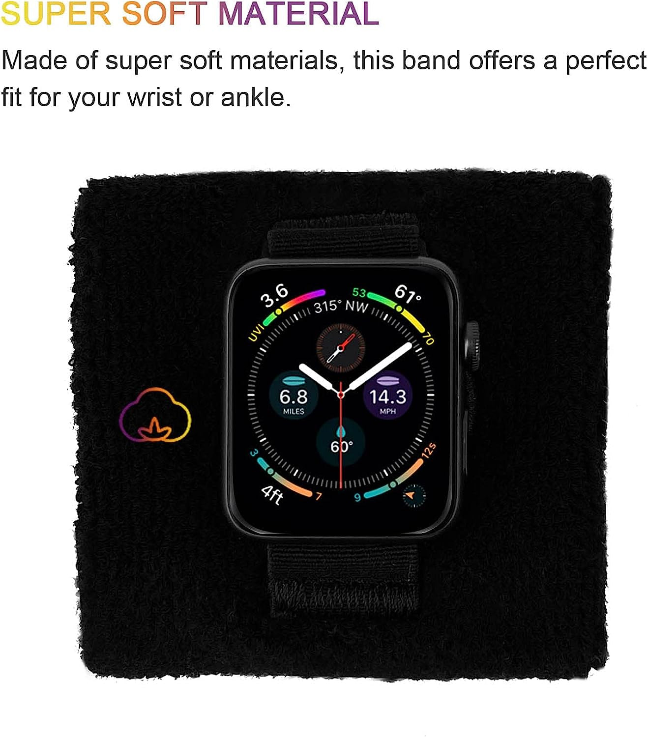 IFCASE Sport Sweatband Wrist/Ankle Band for Apple Watch 49Mm 45Mm 44Mm 42Mm 41Mm 40Mm 38Mm Iwatch Series Ultra 8 7 6 5 4 3 2 SE, Unisex Wristband/Ankleband  IFCASE   