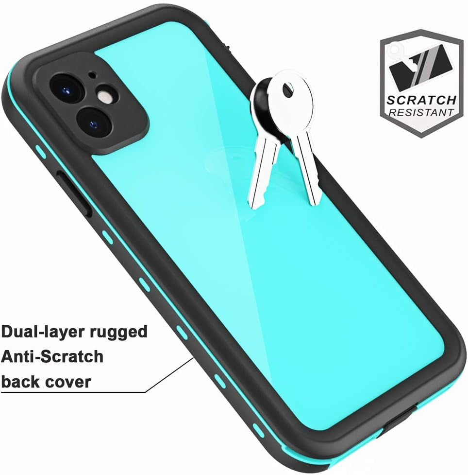 ZWWADR for Iphone 11 Waterproof Case with Screen Protector Full Body Protector Shockproof Dustproof Dirtproof Heavy Duty IP68 Waterproof Case for Iphone 11(6.1Inch) (Teal)  ZWWADR   