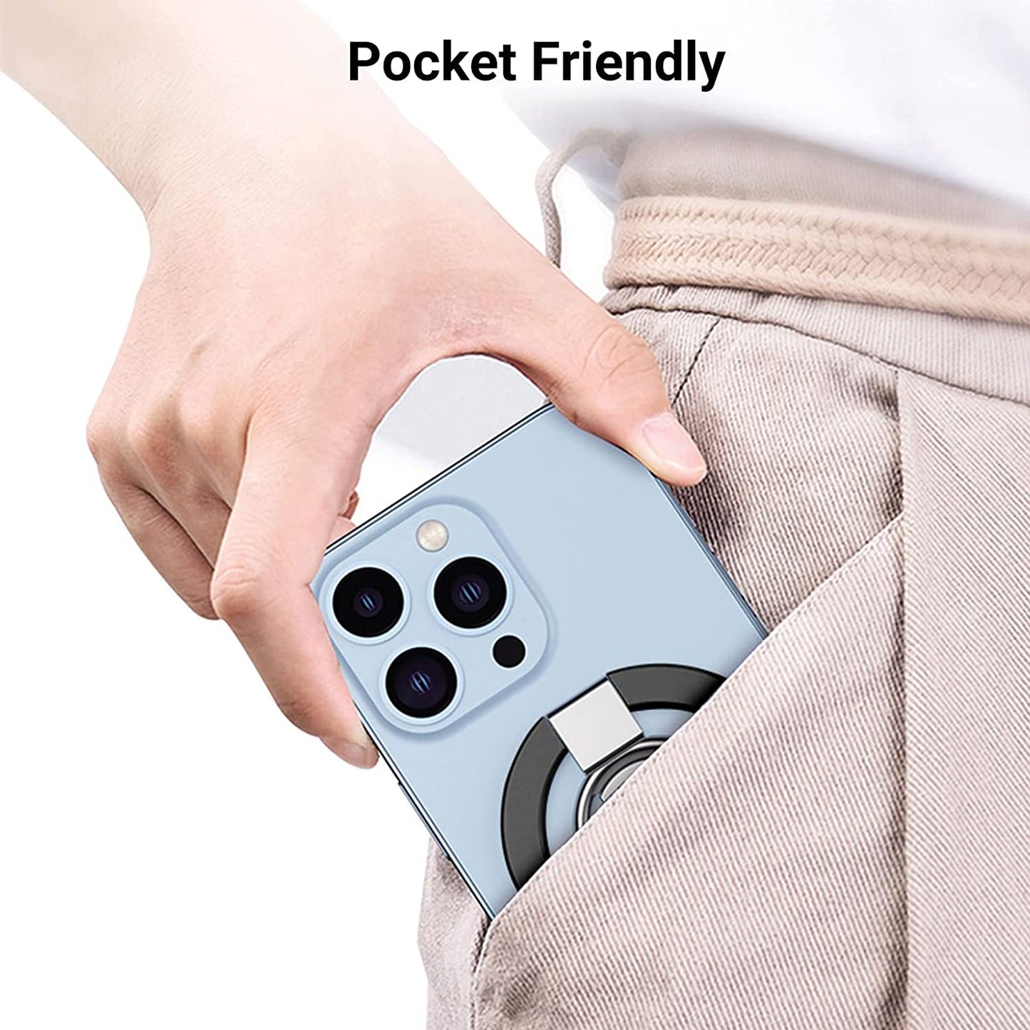 Magnetic Phone Ring Stand for Iphone 14 13 12 Pro Max/Pro/Mini, Compatible with Magsafe Foldable &Adjustable Finger Ring Grip for Wireless Charging -Black  OUTXE   