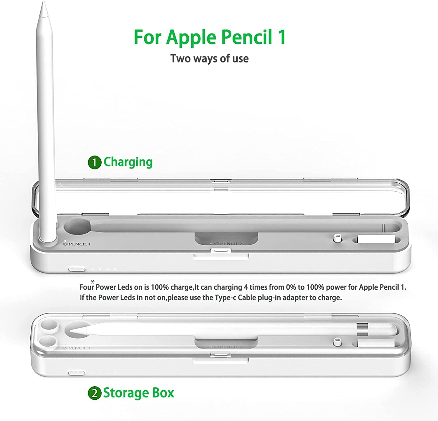 Magnetic Wireless Charging Case Compatible with Apple Pencil 2Nd Generation & 1St, Charger Dock for Ipad Stylus Pen,Carrying Case & Storage Protective Box for Ipad Penceil(With Battery)  CKINEE   