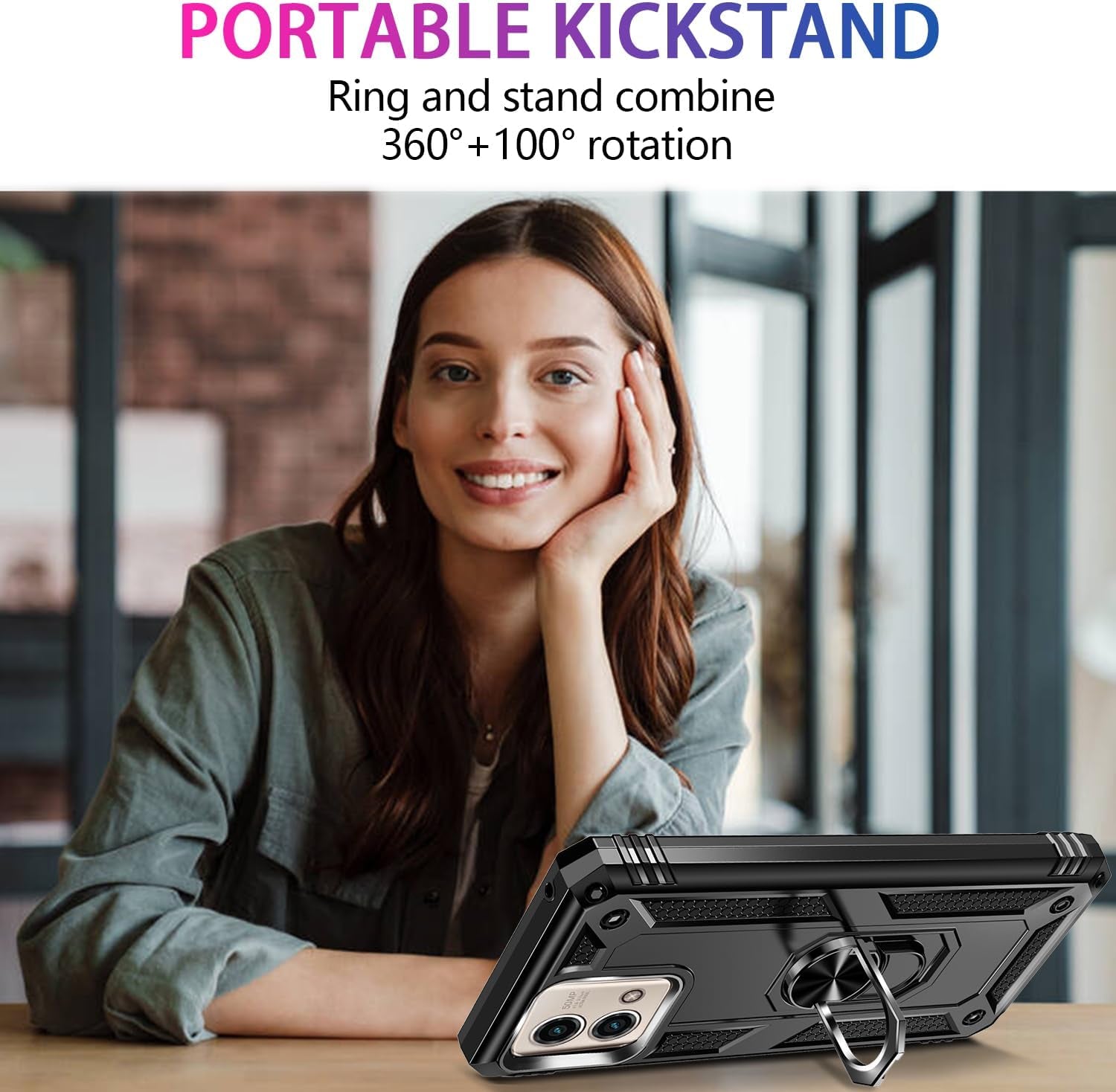 For Motorola Moto G Stylus 5G 2023 Case with 2 Pcs Tempered Glass Screen Protector, [Military-Grade] Rugged Heavy Duty Shockproof Phone Case Cover with Kickstand for Moto G Stylus 5G 2023, Black  Steuscey   