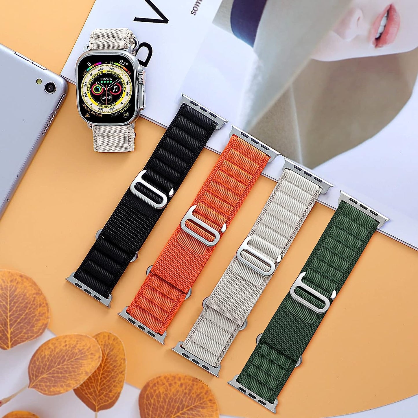 Alpine Loop for Apple Watch Band 49Mm 45Mm 41Mm 44Mm 40Mm 42Mm 38Mm, Iwatch Bands Nylon Sport Strap Women Men G-Hook Bracelet Wristband for Apple Watch Ultra Band Series 8 7 6 5 4 3 2 1 Series SE  ALMNVO   