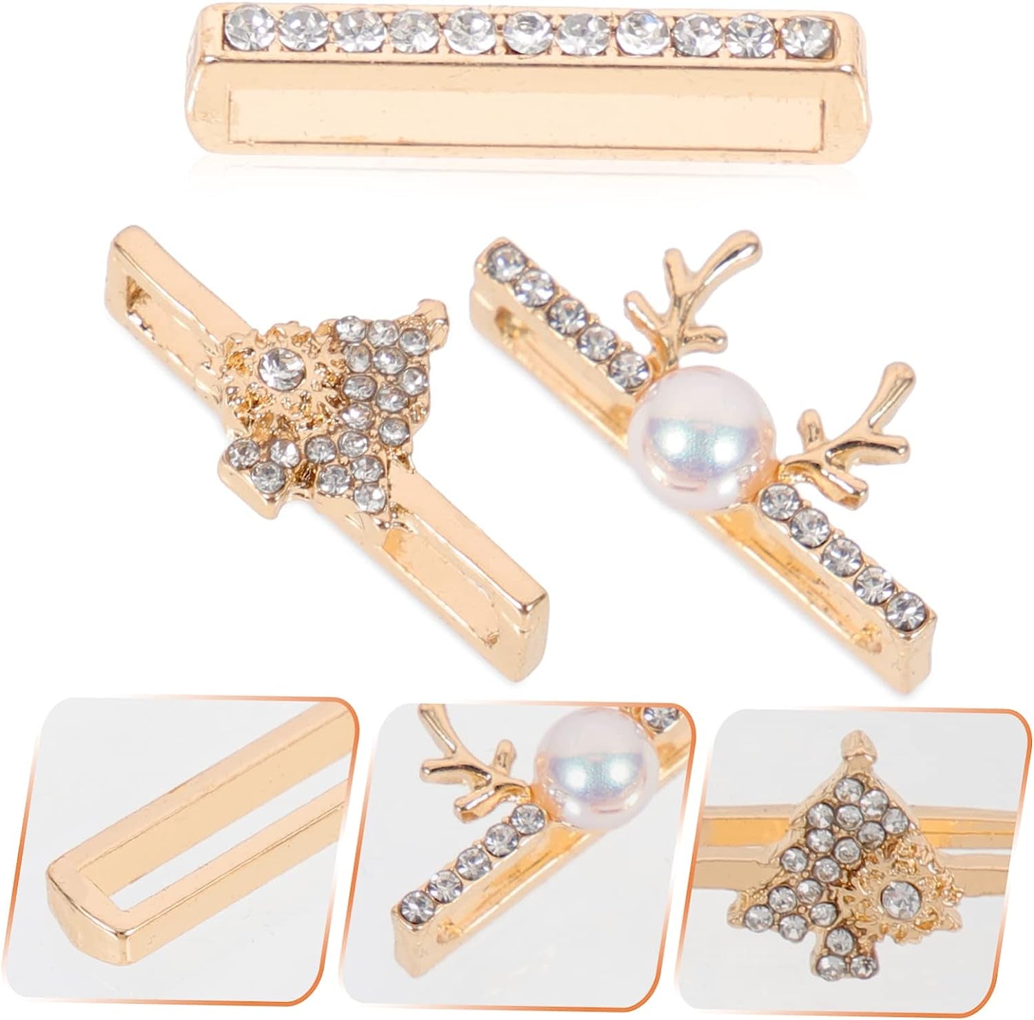 Mikikit 12 Pcs Compatible Loops Themed Anti-Slip Rhinestones Exquisite Decorations Charms Delicate Ornament with Watch Decors Design Smartwatch Accessories Band Christmas Golden Strap  Mikikit   