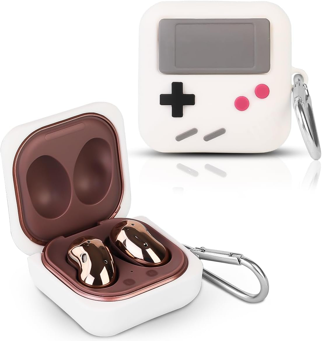 Suublg Silicone Earbuds Case Protective Cover with Keychain for Samsung Galaxy Buds2 Pro Earbuds(2022) /Galaxy Buds 2 (2021) /Galaxy Buds Pro (2021) /Galaxy Buds Live Earphones(2020)  Suublg RetroGPwhite  