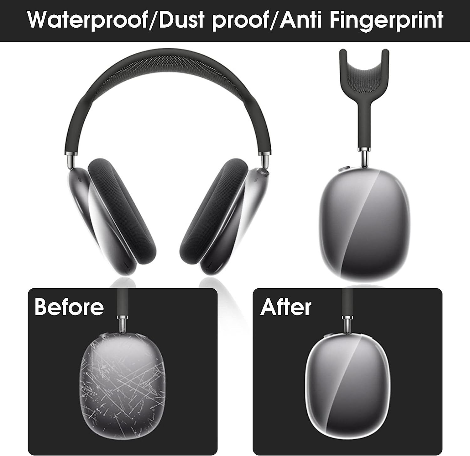 Case Cover for Airpods Max, Anti-Scratch Clear Soft TPU Case for Airpod Max Cover, Transparent Headphones Case  UVEPBSMN   