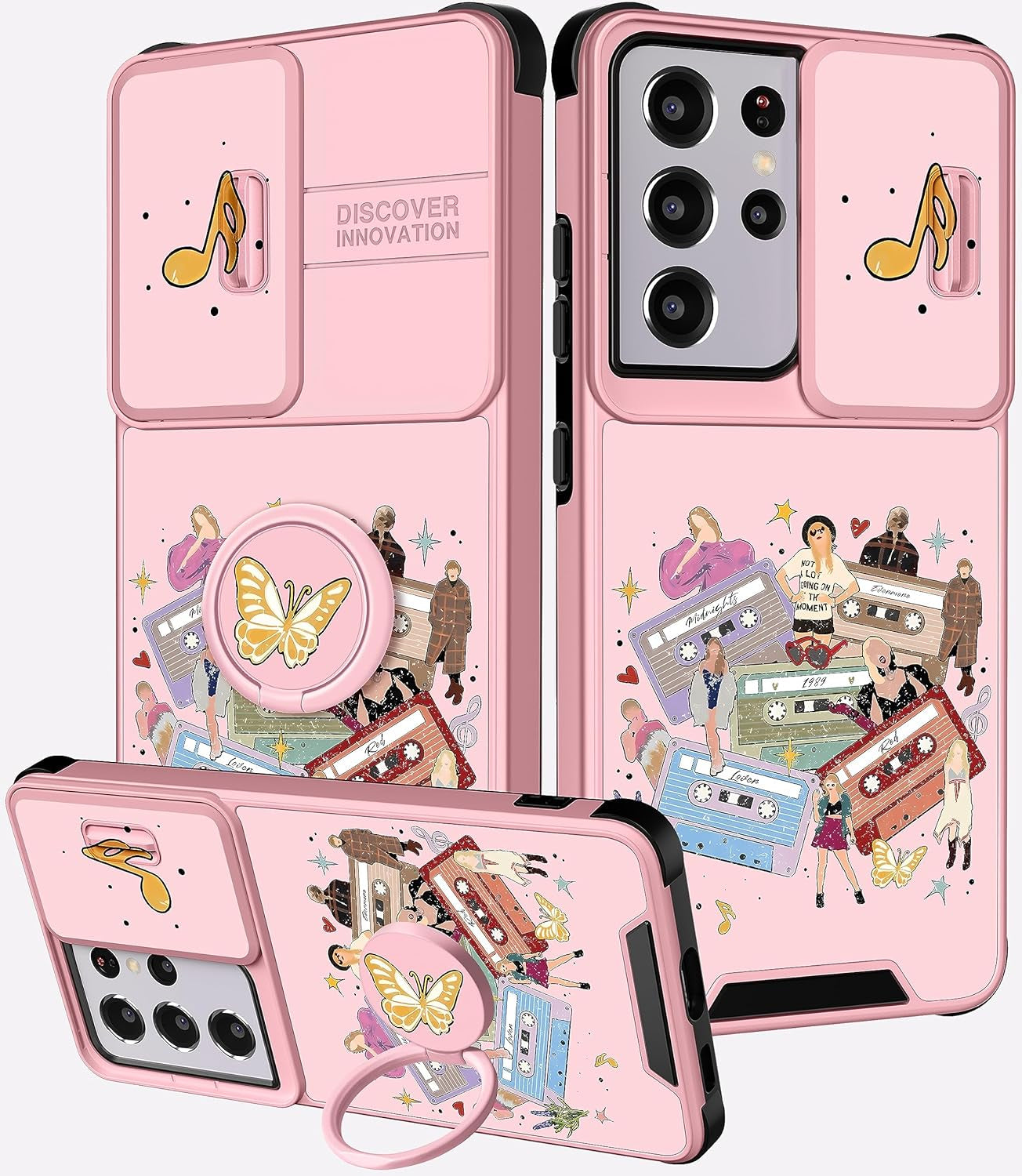 Oqpa for Samsung Galaxy S21 Ultra Case Cute Cartoon S21 Ultra 5G Case for Women Girly Girl Kawaii Funny Unique Cases with Camera Cover+Ring Holder for Galaxy S21 Ultra, Heart Skull  meitong2020 Taile Tapes  