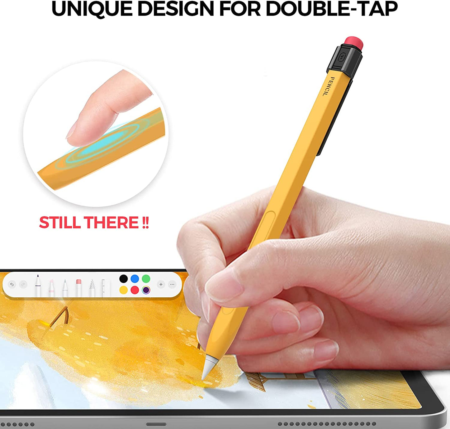 TRONWIN Ipencil Case for Apple Pencil 2Nd Generation Sleeve Silicone Protective Cover Perfect Grip Skin Classic Design with Sturdy Clip Compatible with Apple Pencil 2Nd Generation (Classic)  TRONWIN   