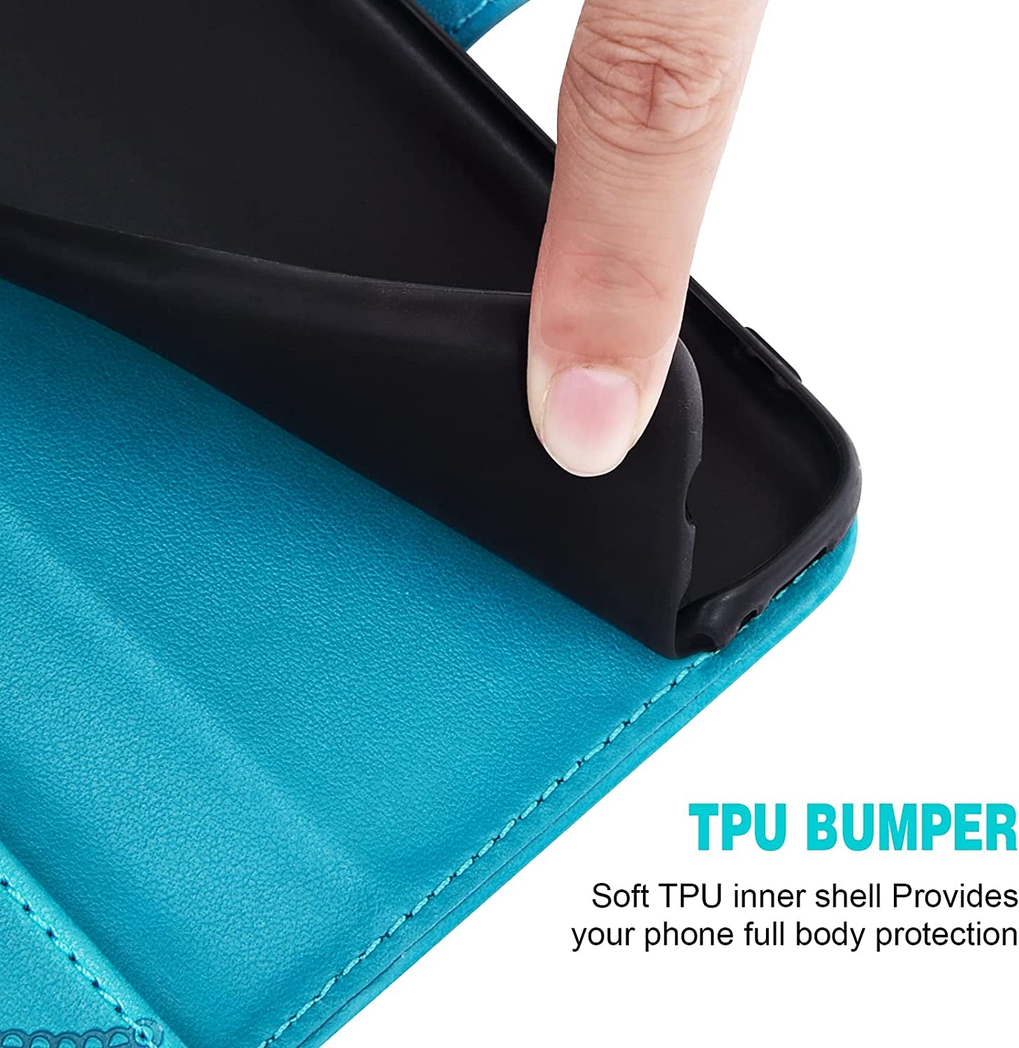 Asuwish Compatible with LG G6 Wallet Case Tempered Glass Screen Protector and Leather Flip Cover Card Holder Cell Phone Cases for LGG6 Thinq LG6 Thin Q G 6 plus G6+ 6G VS988 H872 Women Men Blue  Asuwish   