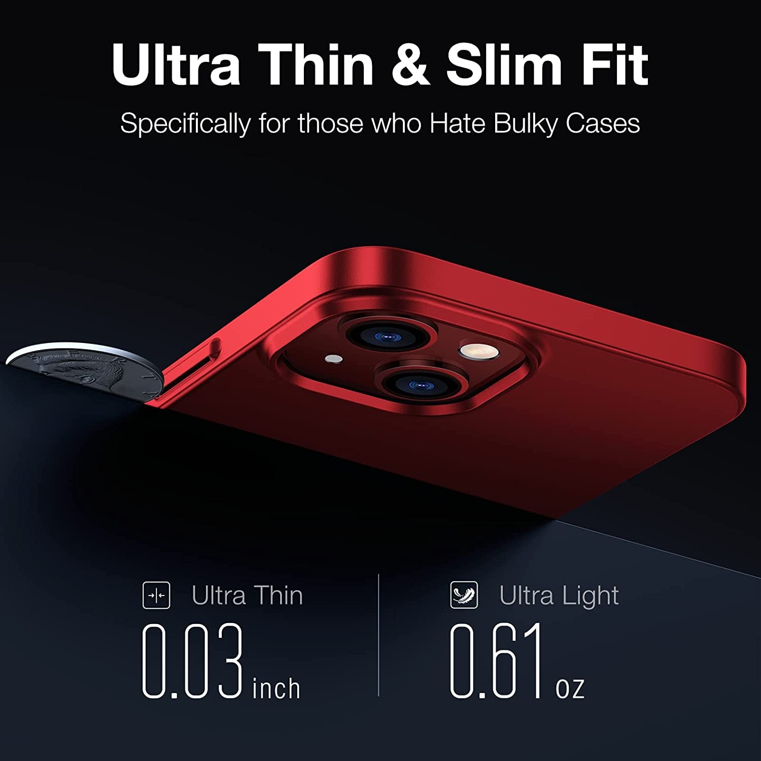 TORRAS Slim Fit for Iphone 14 Case/Iphone 13 Case Ultra-Thin Sturdy Protective Cover with Non-Slip Grip & No Fingerprint Hard Plastic Phone Case for Iphone 14/13 (6.1"), Santa Red  TORRS   