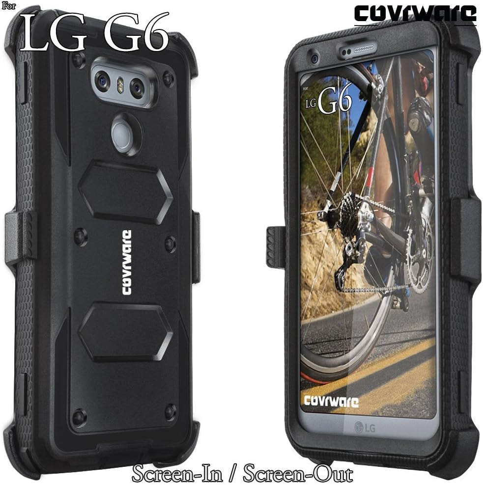 COVRWARE Aegis Series Case for LG G6 with Built-In Screen Protector Heavy Duty Full-Body Rugged Holster Armor Case Belt Swivel Clip Kickstand, Black  COVRWARE   
