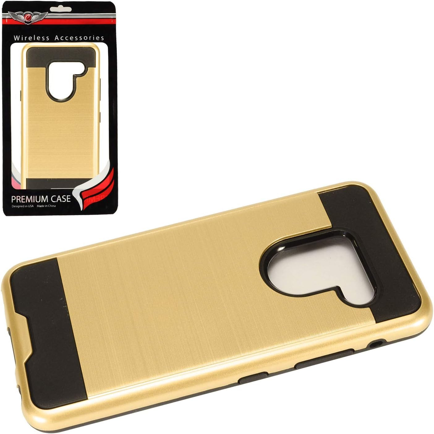 Eaglecell - Compatible with LG G8 Thinq - Brushed Style Hybrid Phone Case - CS3 Gold  Eaglecell   
