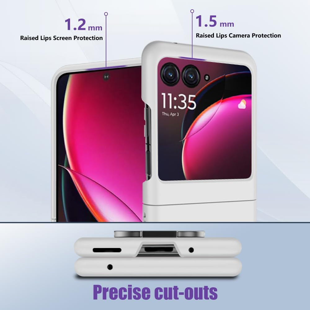 Case for Moto Razr plus 2023 Magnetic Phone Case,Ring Holder Kickstand Wireless Charging Hard PC Shockproof Protective Matte Cover Stand Case for Motorola Razr+ 2023 5G - White  pusiikeer   