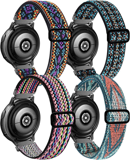 20Mm Stretchy Band Compatible with Samsung Galaxy Watch 5/4 40Mm 44Mm/Watch 5 Pro 45Mm/Watch 4 Classic 42Mm 46Mm/Watch 3 41Mm/Galaxy Watch 42Mm/Active 40Mm/Active 2 40 44Mm, Nylon Strap for Men Women  POHNUI   