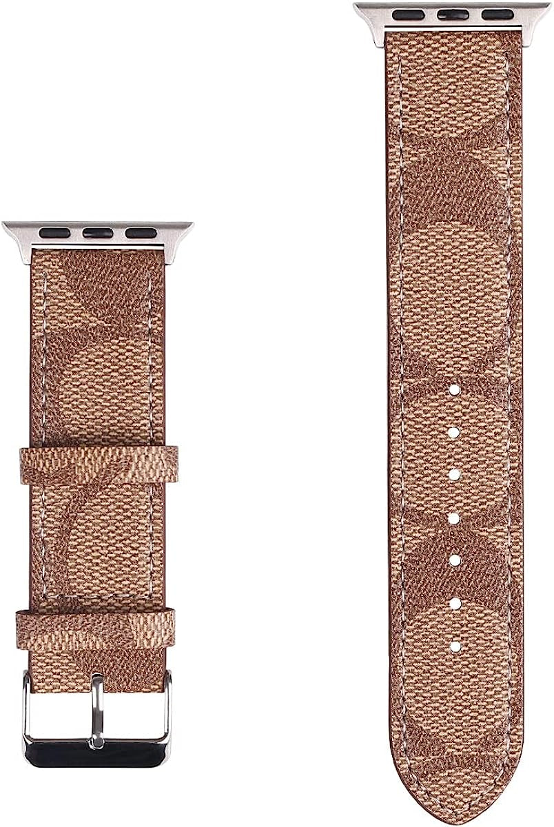 Designer Apple Watch Band Compatible with Apple Watch Leather Band, Luxury Designer Replacement Strap for Iwatch Series 8/7/6/5/4/3/2/1/SE2/SE  YUOPBUGO   
