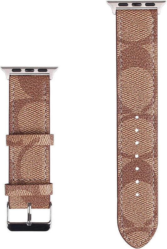 Designer Apple Watch Band Compatible with Apple Watch Leather Band, Luxury Designer Replacement Strap for Iwatch Series 8/7/6/5/4/3/2/1/SE2/SE  YUOPBUGO   