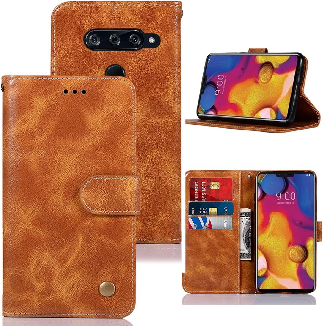 Zoeirc for LG V40 Thinq Case, for LG V40 Case for Girls, PU Leather Wallet Flip Folio Protective Phone Case Cover with Card Slots and Stand for LG V40 / for LG V40 Thinq (2018) (Khaki)  Zoeirc   