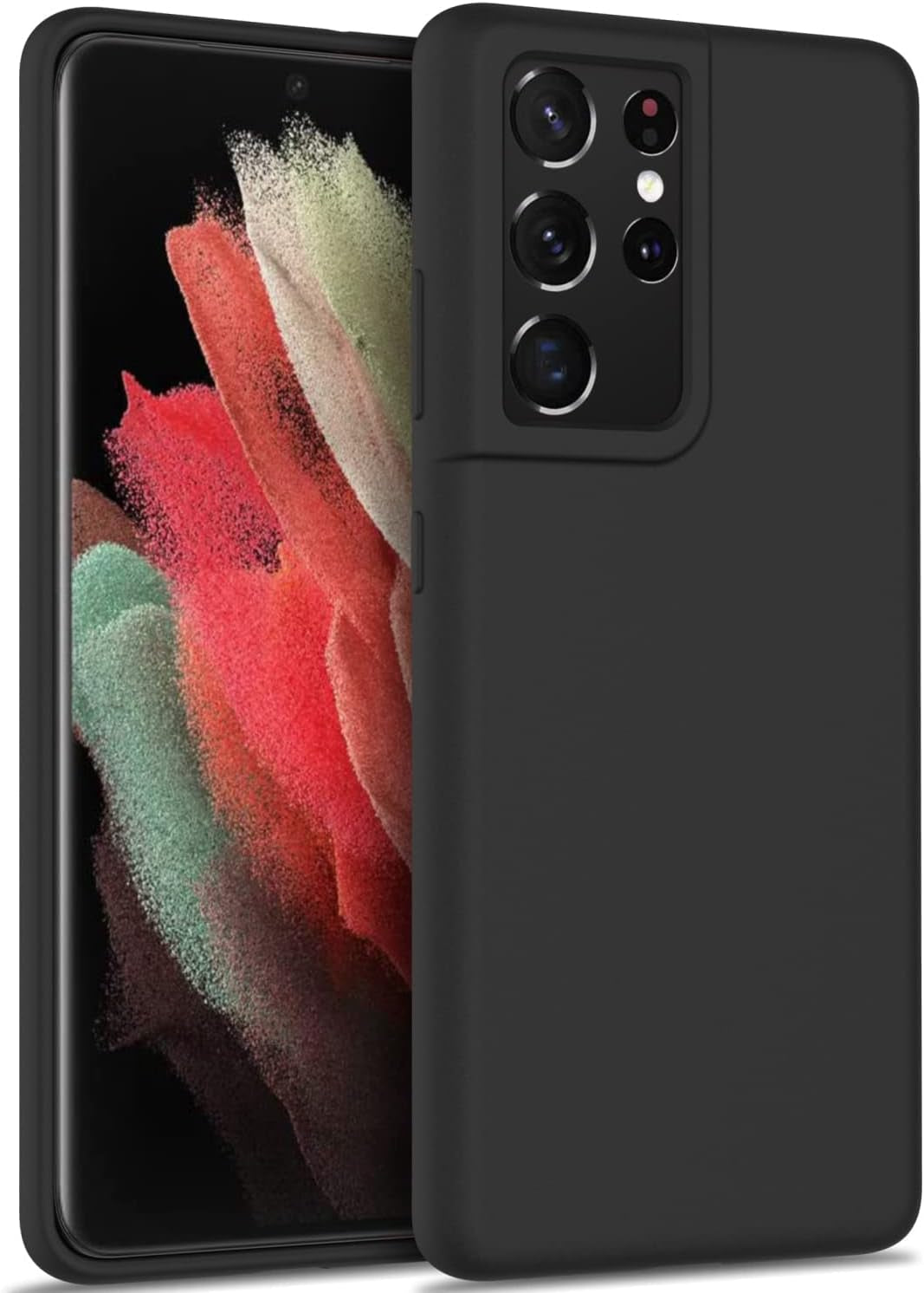 DEENAKIN for Samsung Galaxy S21 Ultra Case Silicone,Silky Smooth Flexible Gel Rubber Bumper Cover with Soft Microfiber Lining Slim Fit Protective Phone Case for Samsung Galaxy S21 Ultra Bright Yellow  DEENAKIN Black Samsung Galaxy S21 Ultra 