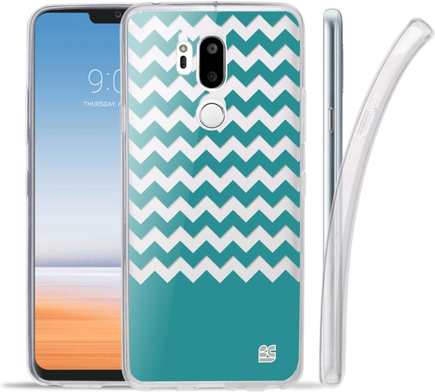 Goldenbeetle GB Flexible TPU Ultra Lightweight Cover [Scratch-Proof] Gel Skin Case Compatible with LG G7 Thinq / G7+ G710 (White Rosy Heart)  GoldenBeetle Teal Chevron  