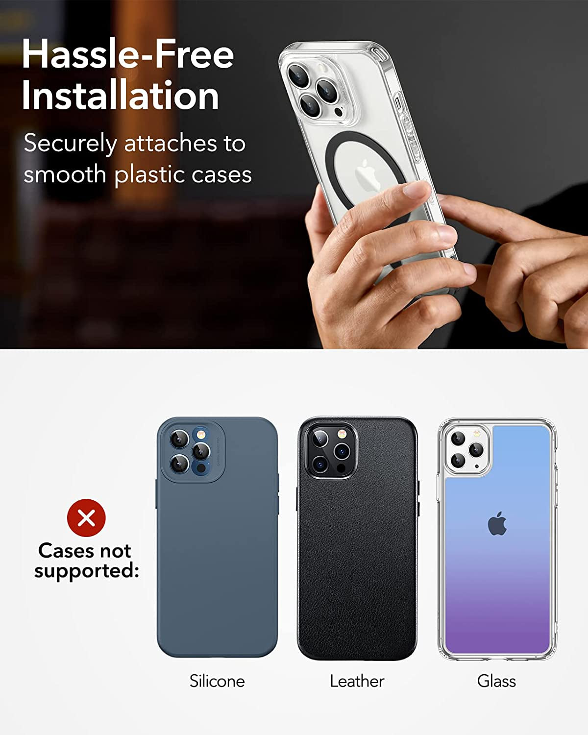 ESR Magsafe Ring 360 (Halolock), Magsafe Sticker, Magsafe Magnet, Universal Magnetic Conversion Kit for Iphone 14/13/12/11/X Series, Galaxy S22/S21/20 and More, 2 Pack, Magsafe Accessories, Black  Electronic Silk Road Corp   