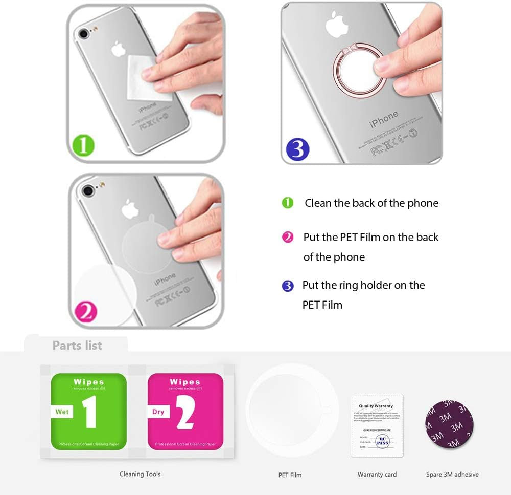 VASIVO Mirror Phone Ring Holder, 360° Swivel Ring Holder Finger Holder Holder for Iphone 7/7 Plus, Galaxy S8/S8 plus and Other Smartphones (Silver 2Pack)  VASIVO   