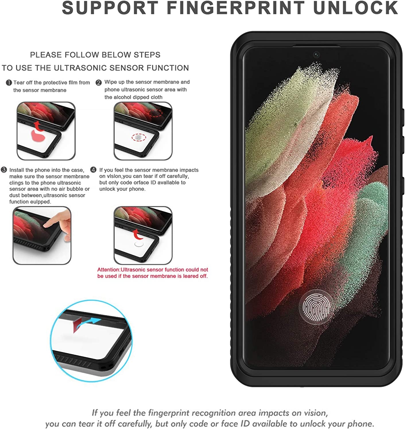 Lanhiem Samsung Galaxy S21 Ultra Case, IP68 Waterproof Dustproof, Built-In Screen Protector, Rugged Full Body Shockproof Protective Phone Cover for Galaxy S21 Ultra 5G 6.8 Inch, Black  Lanhiem   