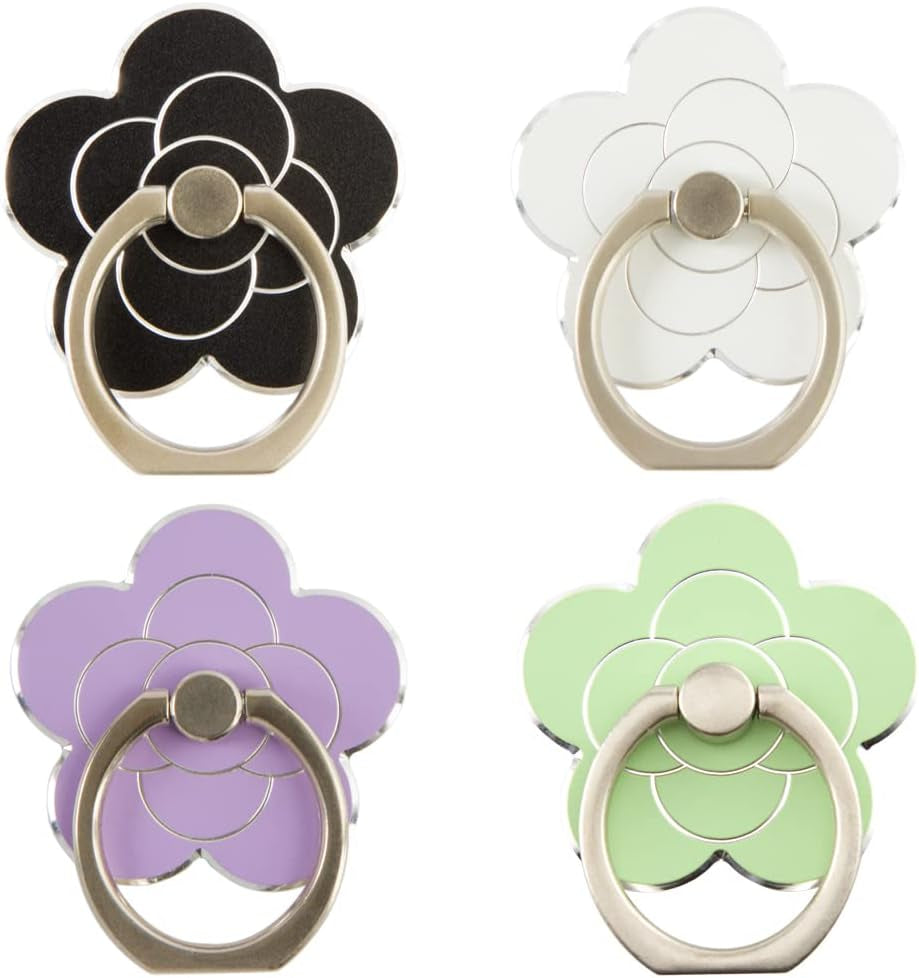 Flower Metal Cell Phone Ring Holder for Hand, Zinc Alloy Phone Back Ring Grip for Finger(Gold)  SUNURS Flower x 4  