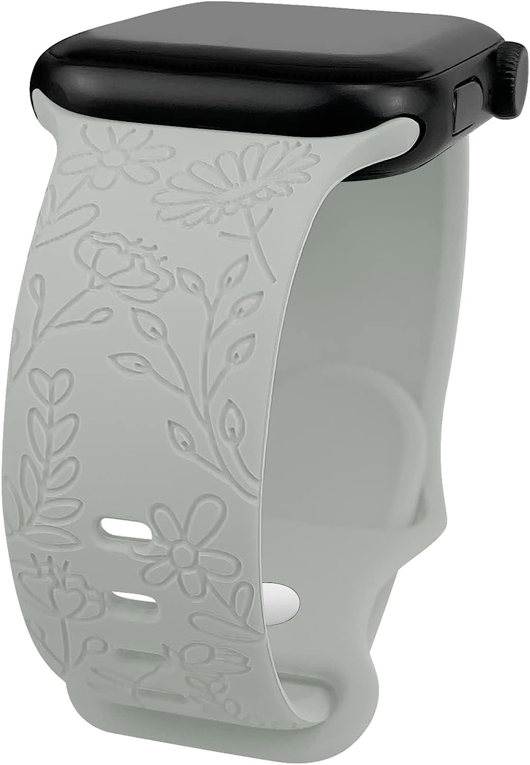 Lyfatz Flower Engraved Bands Compatible with Apple Watch Band 38Mm 40Mm 41Mm 42Mm 44Mm 45Mm 49Mm Women,Floral Laser Soft Silicone Waterproof Sport Band Replacement Wristbands for Iwatch Series 8 7 6 5 4 3 2 1 SE Ultra  Lyfatz Slate Grey 38/40/41mmM/L 