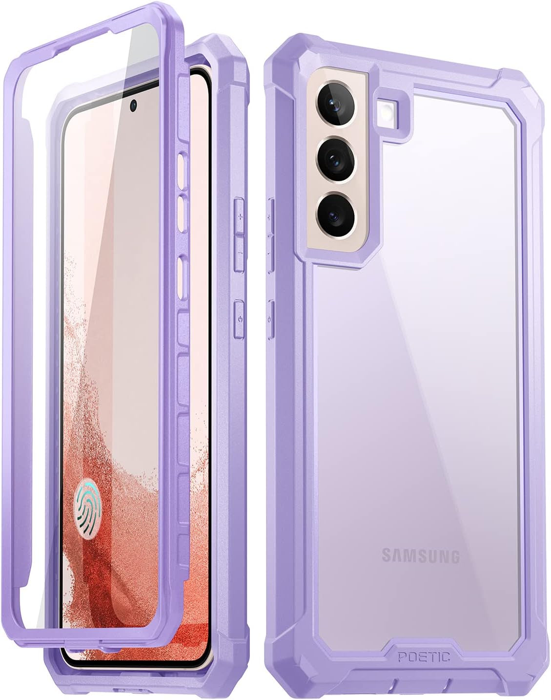 Poetic Guardian Case for Samsung Galaxy S22+ plus 5G 6.6" (2022) [6FT Mil-Grade Drop Tested], Built-In Screen Protector Work with Fingerprint ID, Full Body Rugged Shockproof Cover Case, Purple/Clear  Poetic   