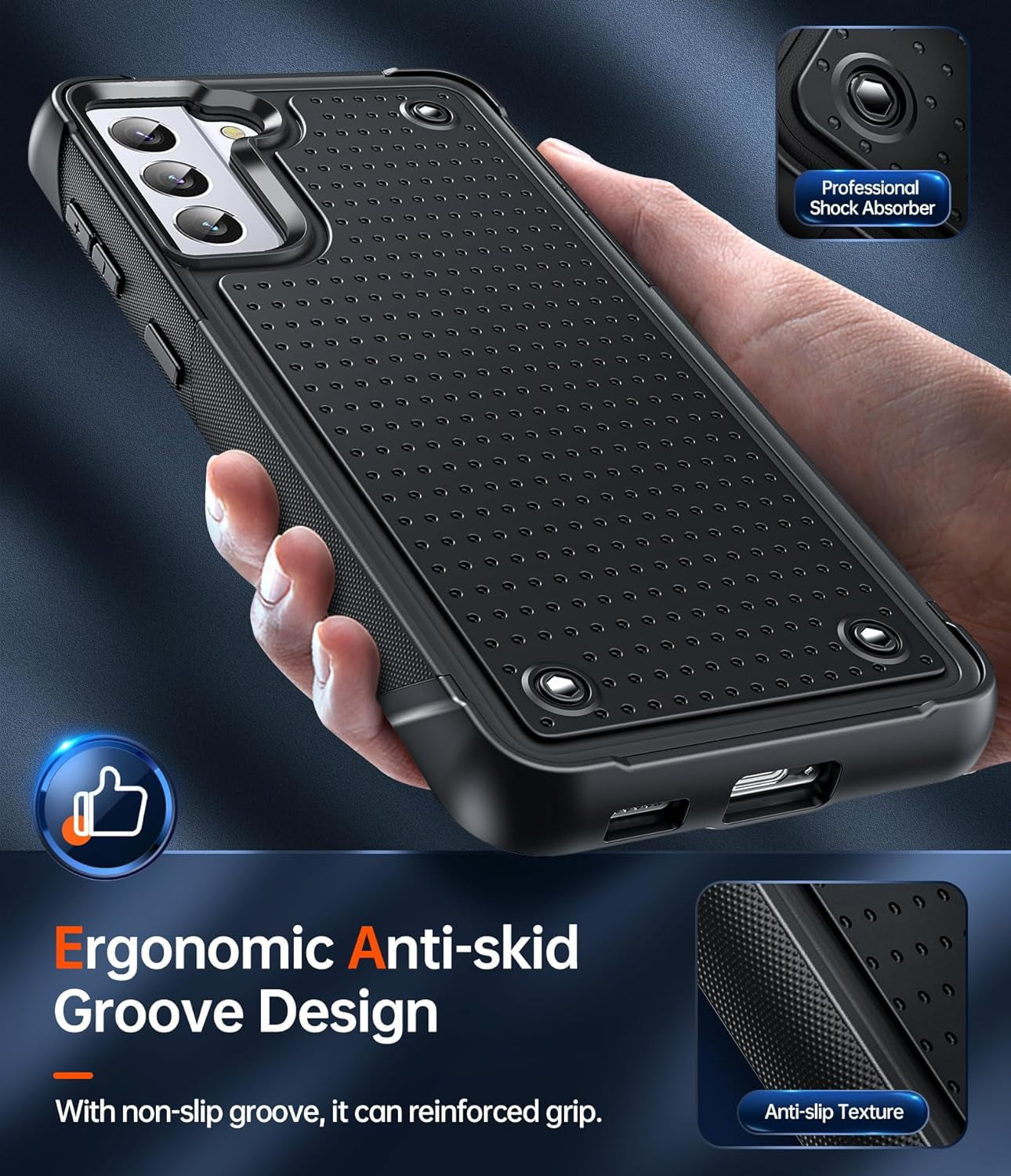 Leyi for Samsung Galaxy S21+ plus Case, Samsung S21 plus Case 5G, Shockproof Heavy Duty Dual Layer Protective Hard PC Textured Back & Soft Bumper Case for Galaxy S21 Plus, Black  LeYi   