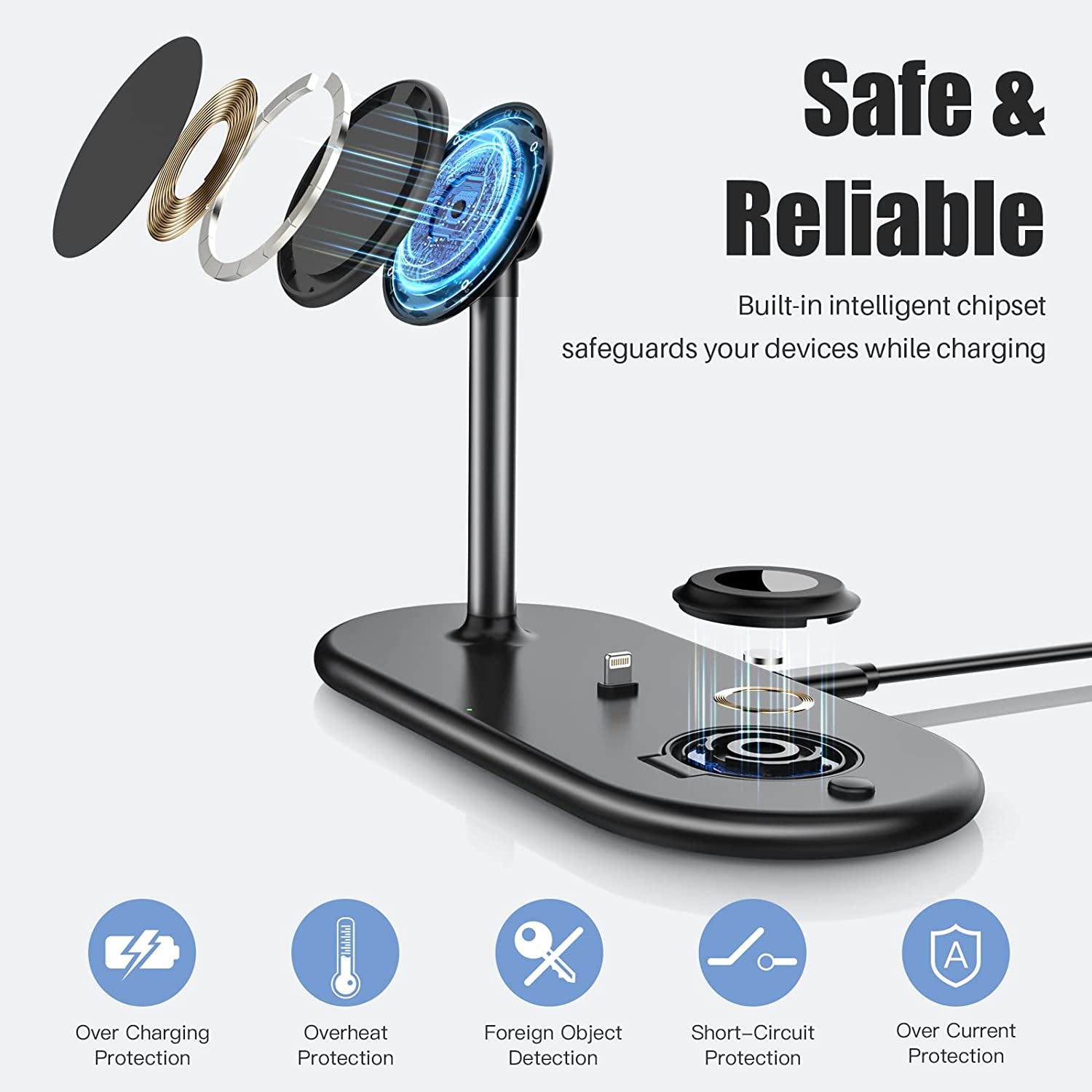 3-In-1 Wireless Charging Station for Apple Devices - Fast Wireless Charger Stand Compatible with Magsafe Charger for Iphone 14/13/12 Series, Apple Watch Ultra 8/7/SE/6/5/4/3, Airpods 3/Pro/2/1  ShenZhen ChengGuo Electronics Co.,Ltd   