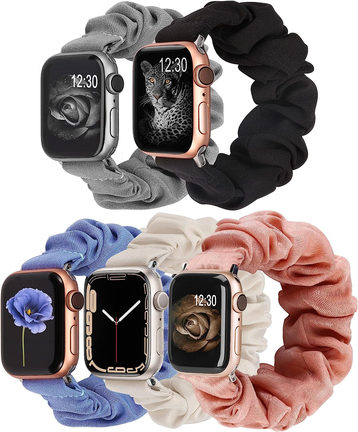 TOYOUTHS 2 Packs Scrunchie Elastic Watch Bands Compatible with Apple Watch Bands 44Mm 42Mm 40Mm 38Mm 41Mm 45Mm for Women Stretchy Bands Bracelet Replacement Bands for Iwatch Series 8/7/6/5/4/3/2/1/SE  TOYOUTHS Halloween Pumpkin/ Halloween PinkSkull 42MM/44MM/45MM-S 