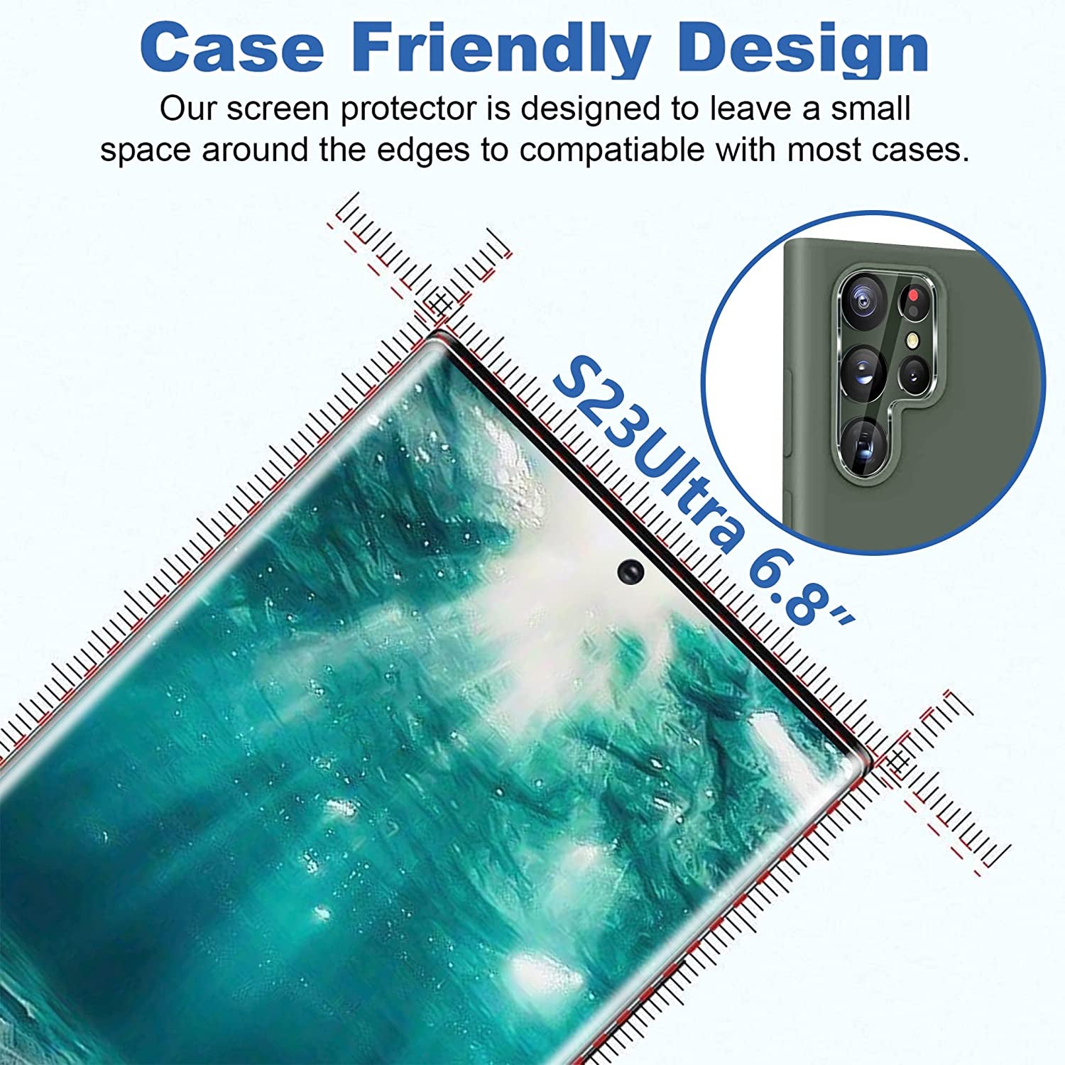 Letosan [2+2 Pack] Galaxy S23 Ultra Screen Protector, 9H Tempered Glass, Ultrasonic Fingerprint Support, 3D Curved, HD Clear Scratch Resistant for Samsung Galaxy S23 Ultra 5G Glass Screen Protector  letosan   