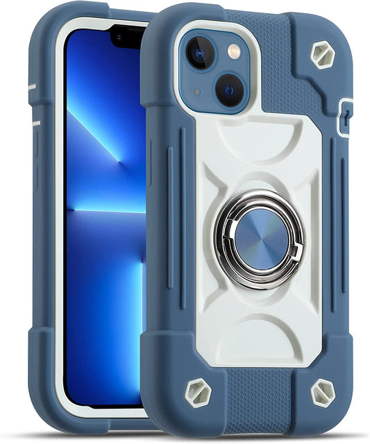 MARKILL Compatible with Iphone 14 Case/Iphone 13 Case 6.1 Inch with Built-In 360°Rotating Ring Stand, Military Grade Drop Protection Full Body Rugged Heavy Duty Protective Durable Cover. (Blue)  MARKILL Blue  
