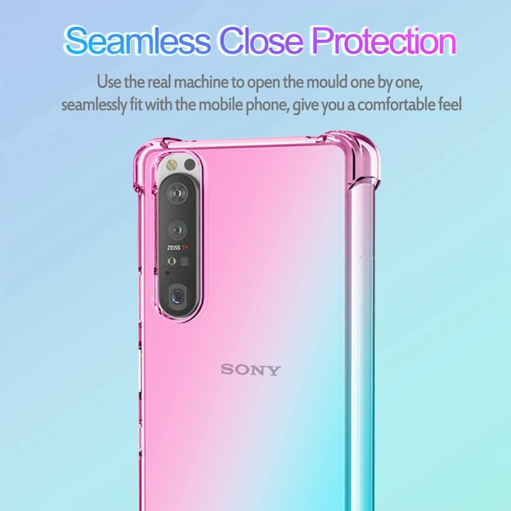 Ueokeird for Xperia 1 IV 5G Case, XQ-CT72 Case, Clear Cute Gradient Phone Case Slim anti Scratch Flexible TPU Cover Shockproof Protective Case for Sony Xperia 1 IV (Pink/Green)  Ueokeird   