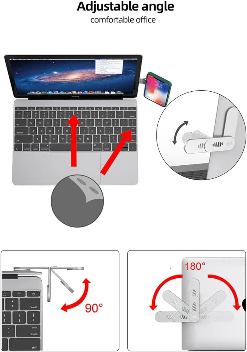 Jumping Frog Laptop Phone Holder, Adjustable Monitor Phone Mount, Iphone Monitor Mount Expansion Bracket, Slim Foldable Laptop Phone Mount for Iphone 14/13 Series / 12 Pro Max/ 12 Pro/ 12 Mini Silver  Jumping frog   