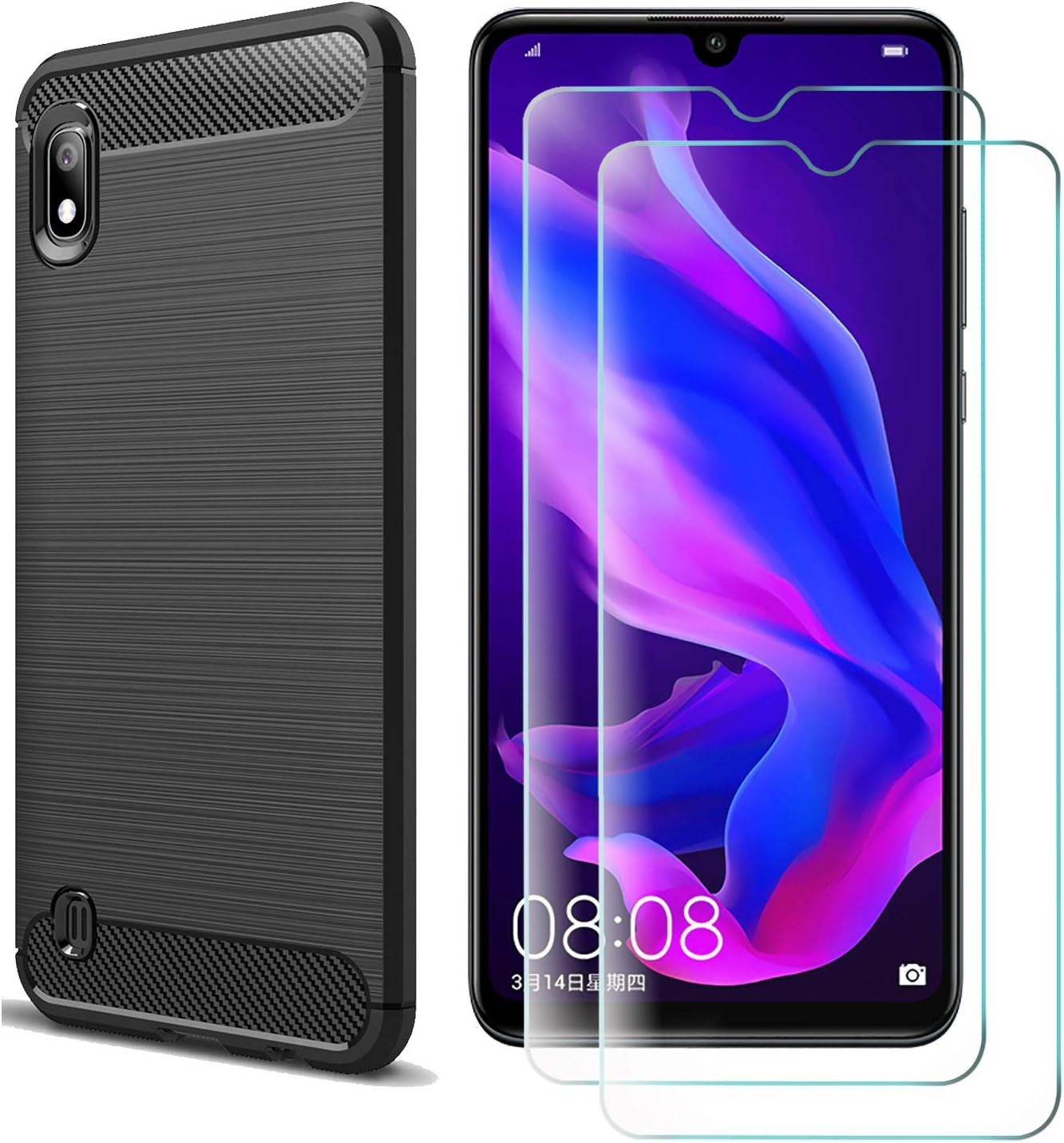 Aidinar Case for Sony Xperia 1, Slim Transparent Soft TPU Case + [2 Pack] Sony Xperia 1 Tempered Glass Screen Protector, Flexible Silicone Cover for Sony Xperia 1 Phone Cover  Aidinar Black For Sony Xperia 1 