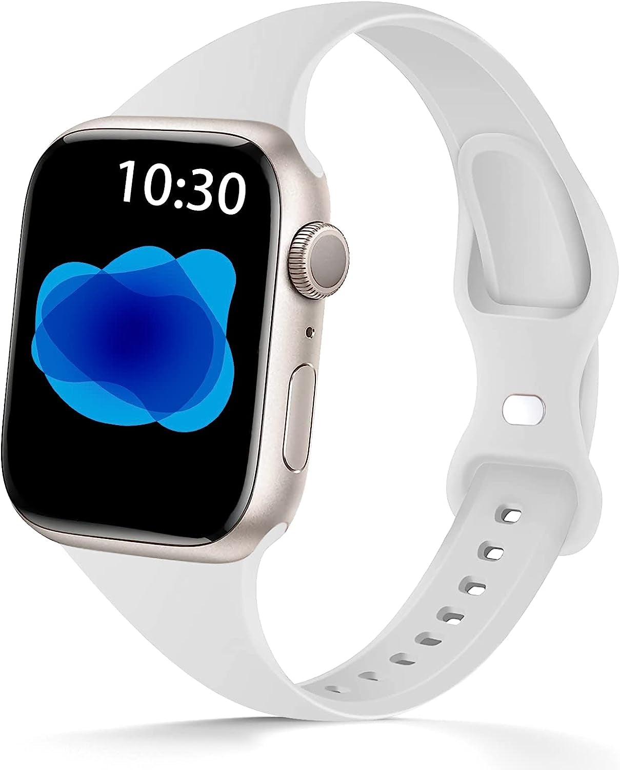 AUSOJOY Compatible with Apple Watch Slim Band, Silicone Sport Band Replacement, 38Mm 40Mm 41Mm 42Mm 44Mm 45Mm, Compatible with Apple Watch Series 7/6/5/4/3/2/1/SE for Women/Men  AUSOJOY White 42mm/44mm/45mm 