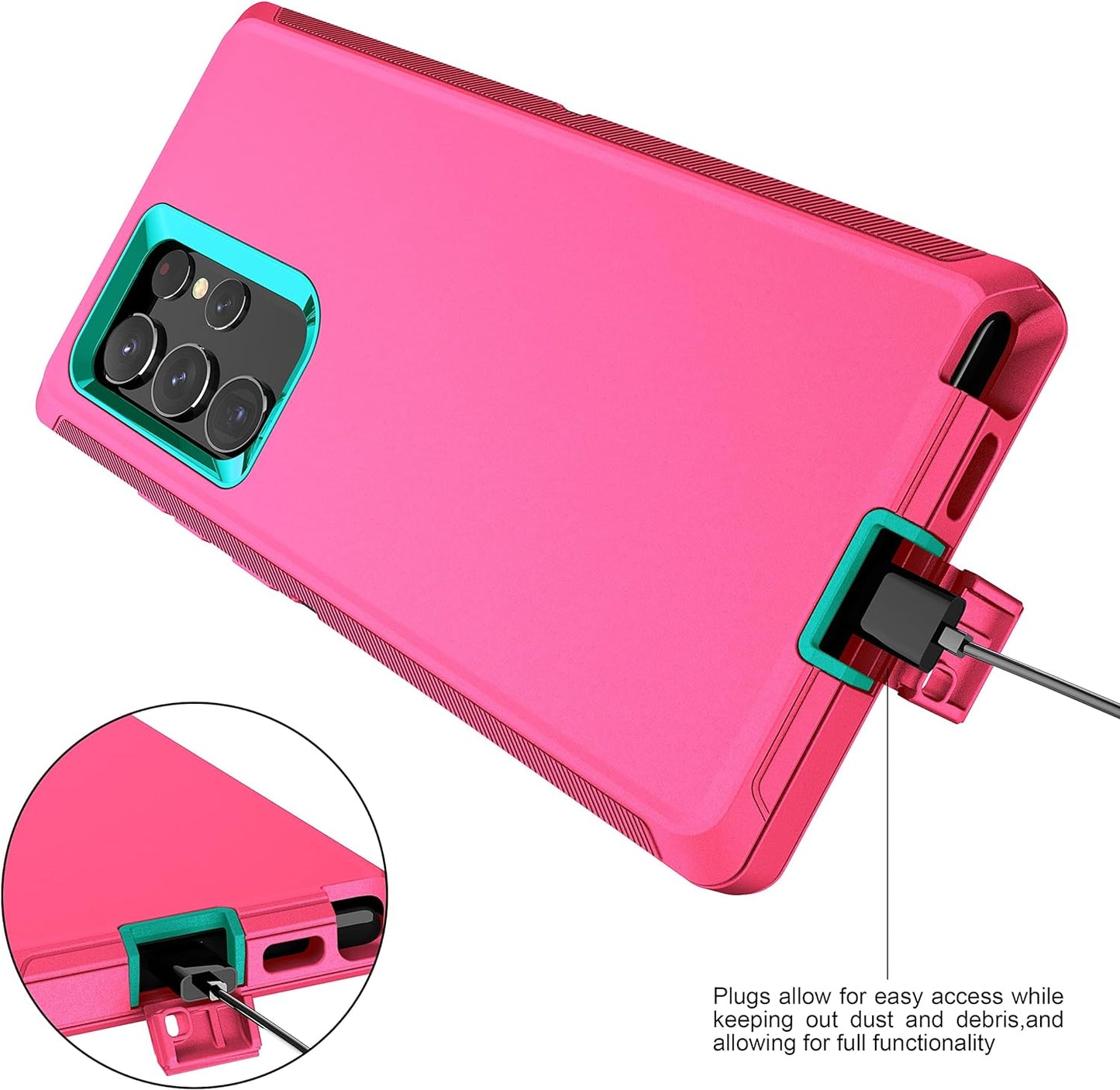 MXX Galaxy S22 Ultra Case - Heavy Duty Shockproof Rugged Bumper, Full Protection Dust Proof Cover, 6.8" (Pink/Light Blue)  Mxx Accessories llc   