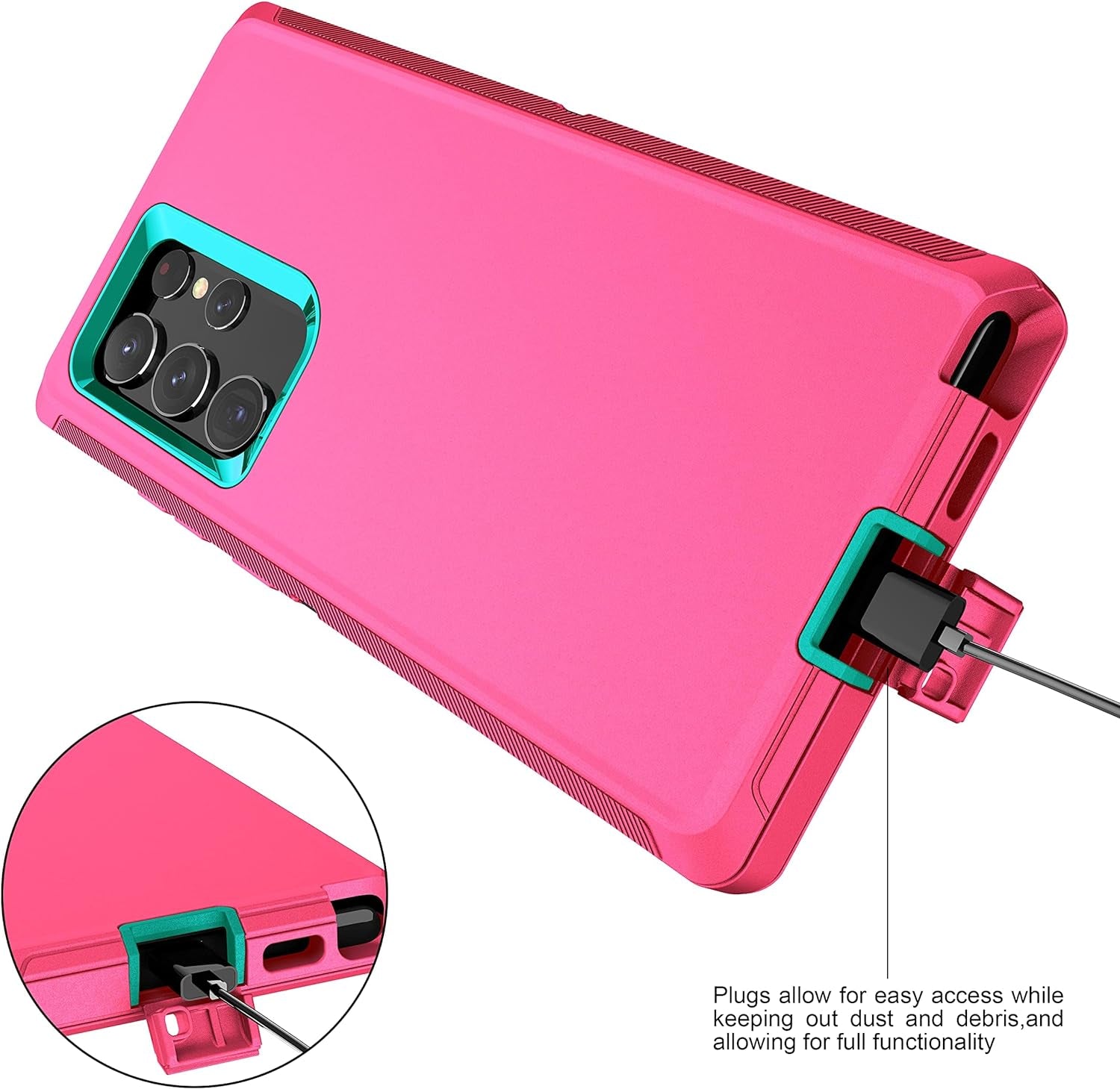 MXX Galaxy S22 Ultra Case - Heavy Duty Shockproof Rugged Bumper, Full Protection Dust Proof Cover, 6.8" (Pink/Light Blue)  Mxx Accessories llc   