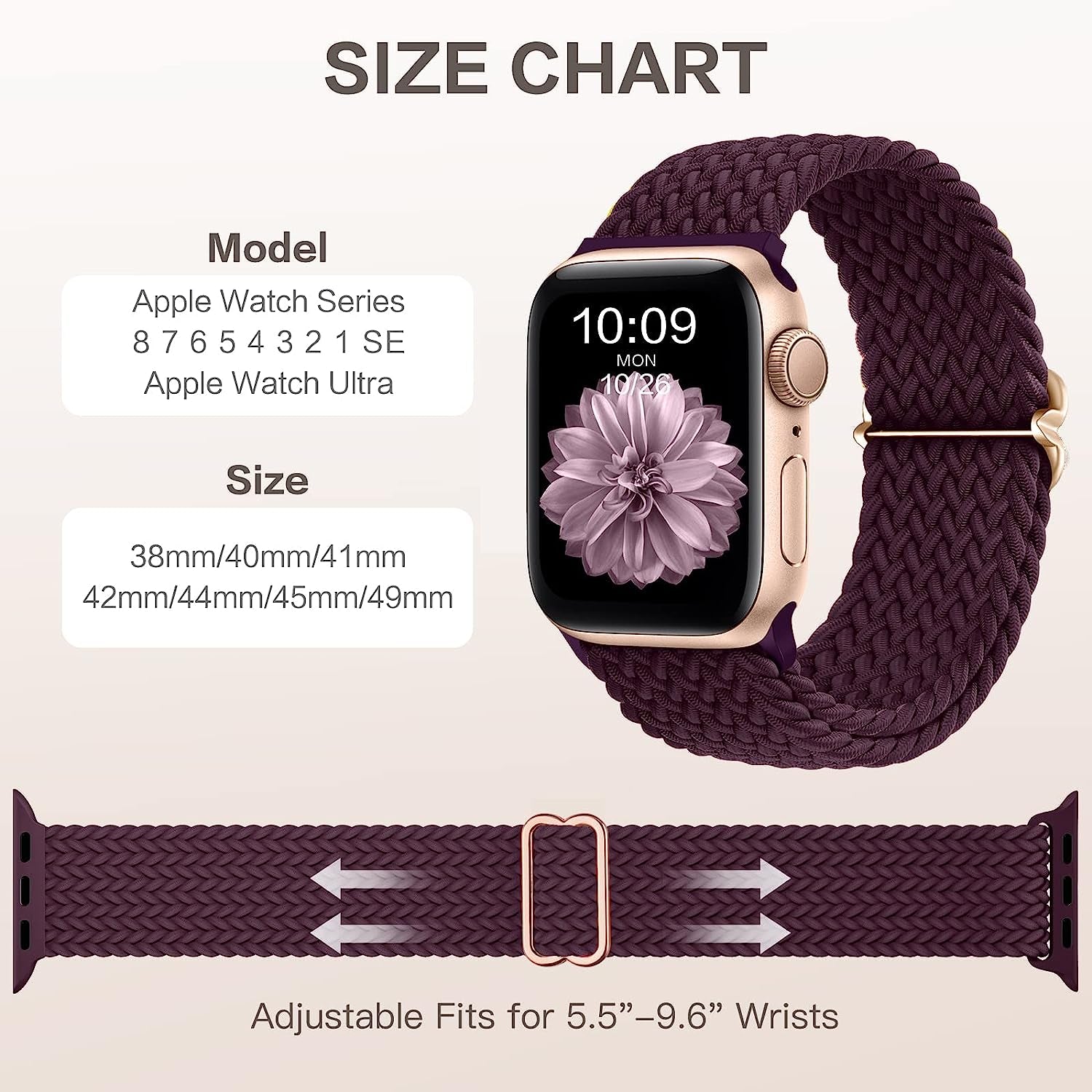 6 Pack Stretchy Braided Solo Loop Compatible with Apple Watch Band 38Mm 40Mm 41M 42Mm 44Mm 45Mm 49Mm Women Men, Adjustable Elastic Nylon Sport Bands for Iwatch Apple Watch Series 8 7 6 5 4 3 2 1 SE  Witzon   