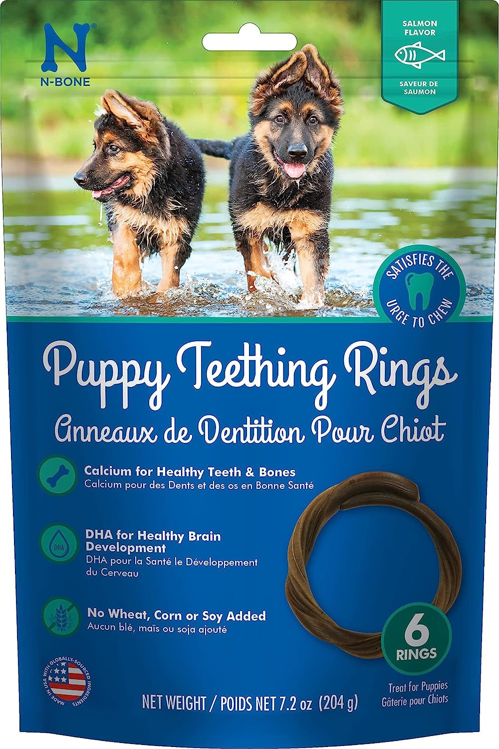 N-Bone Puppy Teething Treats,Chicken, 3.74 Oz (111150)  N-Bone Salmon 6 Count (Pack Of 1) 