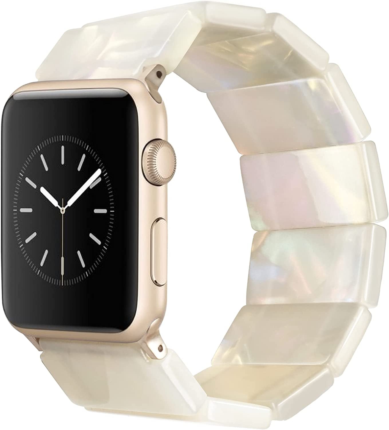 Heesch Upgraded Stretchy Resin Watch Band Compatible with Apple Watch for Women, Men, Tortoise Shell Fashion Watch Strap Bracelet Wristband Jewelry for Iwatch Series Ultra/Se/8/7/6/5/4/3/2/1, 38/40/41Mm, 42/44/45/49Mm, Rectangle Version  Heesch   