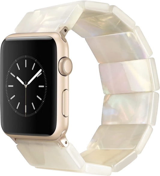 Heesch Upgraded Stretchy Resin Watch Band Compatible with Apple Watch for Women, Men, Tortoise Shell Fashion Watch Strap Bracelet Wristband Jewelry for Iwatch Series Ultra/Se/8/7/6/5/4/3/2/1, 38/40/41Mm, 42/44/45/49Mm, Rectangle Version  Heesch   