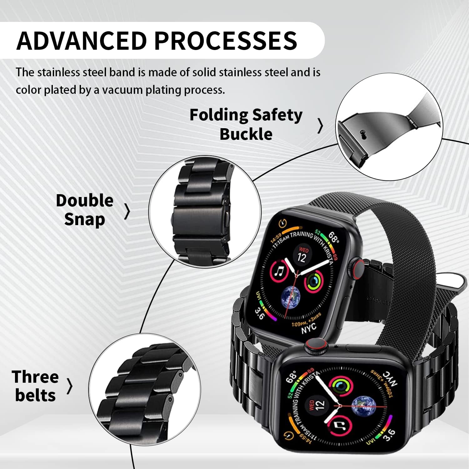 REASDEN Compatible with Apple Watch Band Iwatch Ultra Series 8/7/6/5/4/3/2/1/SE, 38/40/41/42/44/45/49Mm, Solid Stainless Steel Band Metal Business Band Man Women  REASDEN   