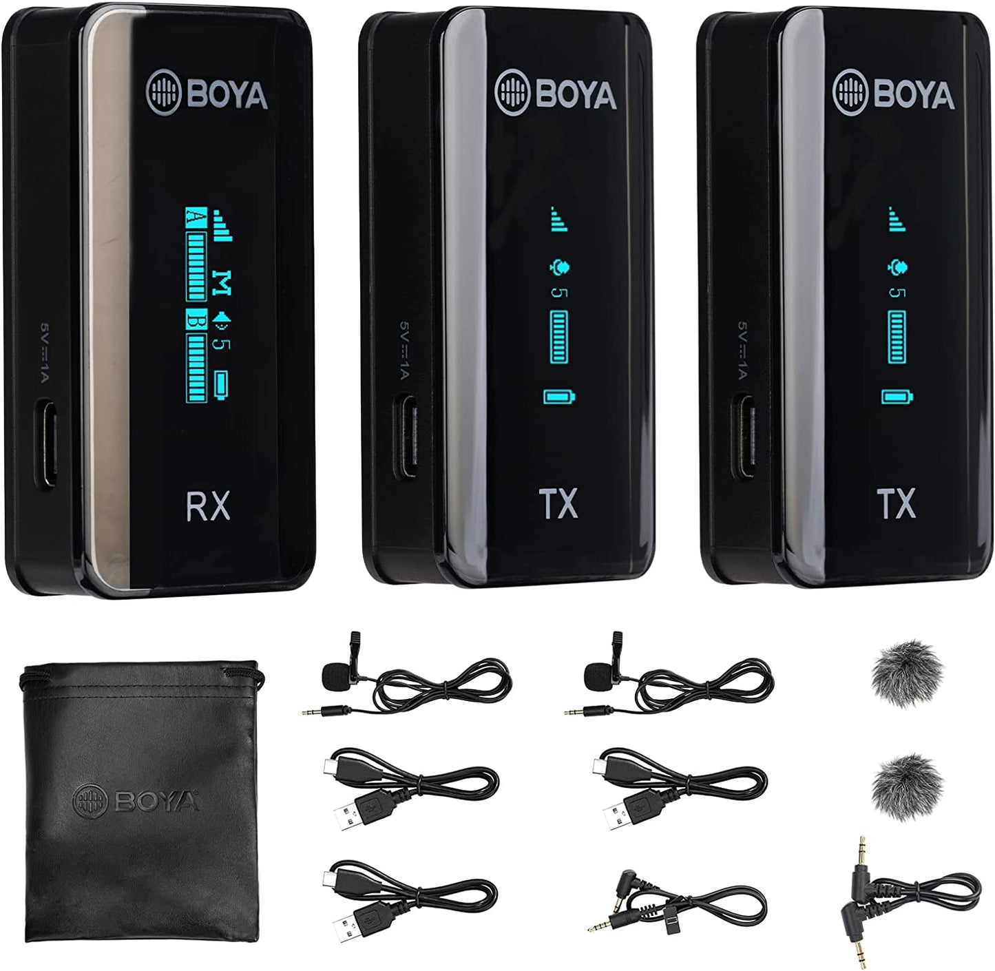 BOYA BY-XM6-S2 Wireless Lavalier Microphone, with OLED, 328Ft Range, 2.4Ghz Dual Lapel Wireless Microphone for Phone Camera PC Video Recording Interview Vlog Live Stream (2 TX+1 RX)  BOYA   