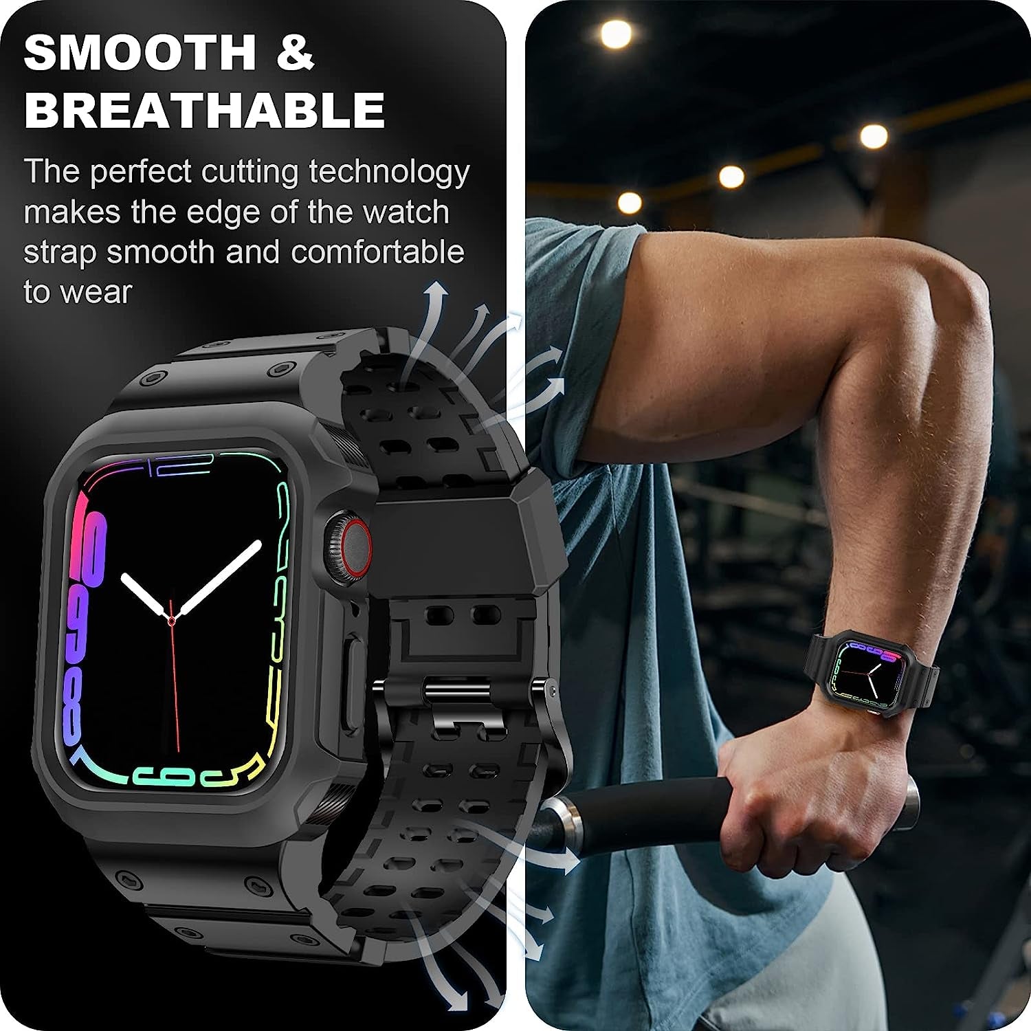XYF Compatible for Apple Watch Ultra Band 49Mm 45Mm 44Mm 42Mm 41Mm 40Mm 38Mm with Case for Men Women, Shockproof Durable Sport Rugged Case Band for Iwatch SE Series 8 7 6 5 4 3 2 1  XYF   