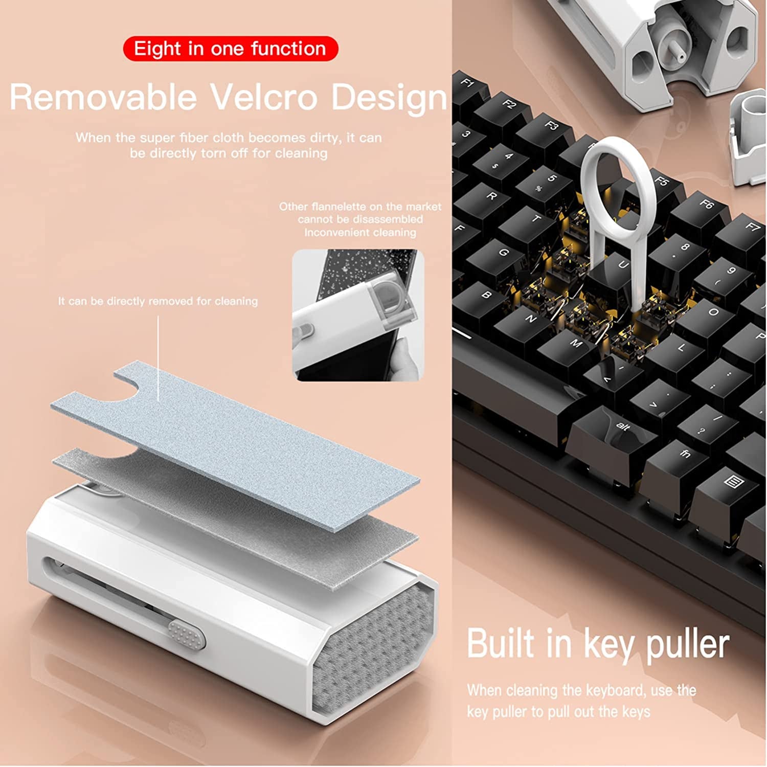 8 in 1 Electronic Cleaning Kit, Keyboard Cleaner Kit with Brush, Pen, Portable Multifunctional Cleaning Tools for PC Monitor, Earbud, Cell Phone, Laptop, Computer, Earphones (NO Fluid)  RLTSW   