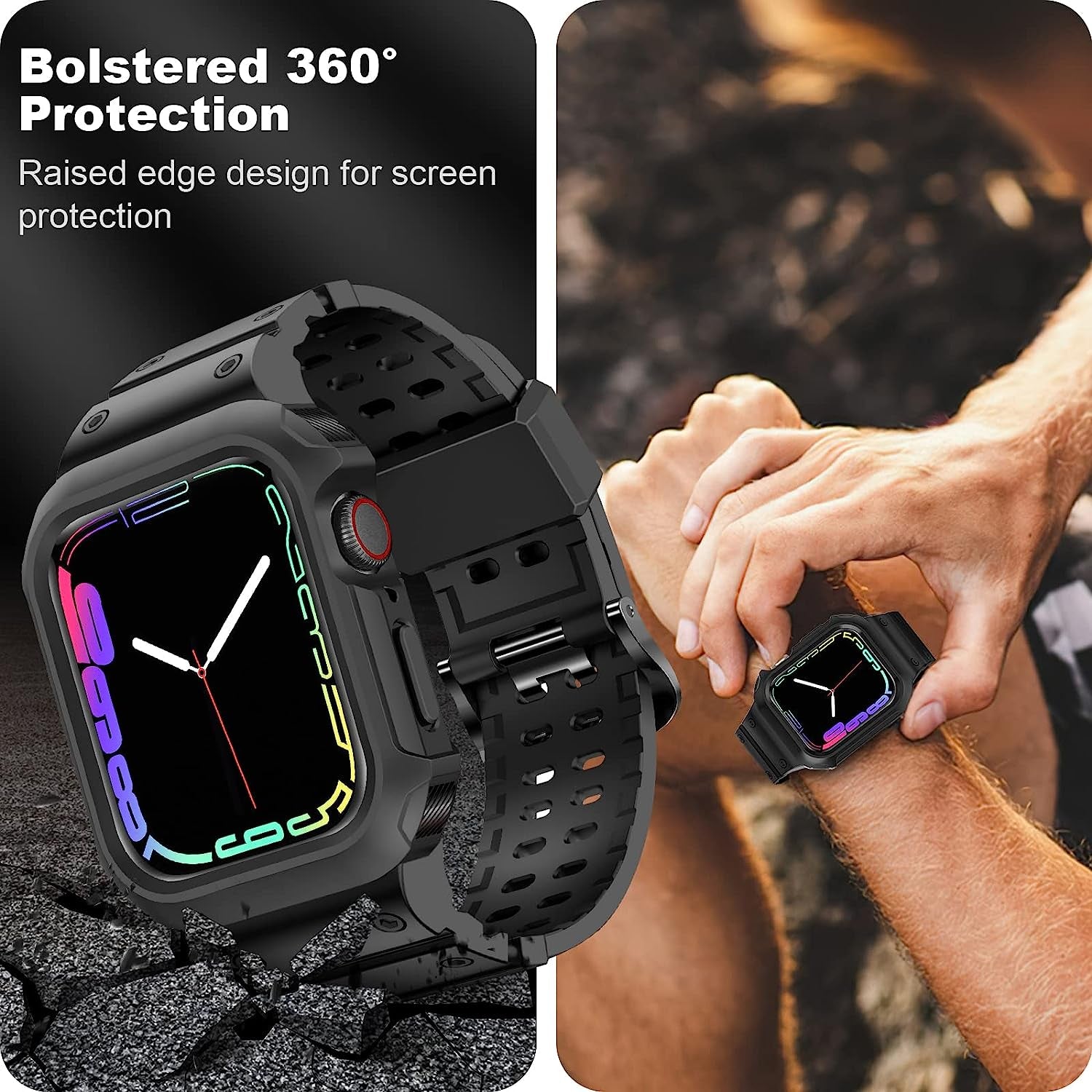 XYF Compatible for Apple Watch Ultra Band 49Mm 45Mm 44Mm 42Mm 41Mm 40Mm 38Mm with Case for Men Women, Shockproof Durable Sport Rugged Case Band for Iwatch SE Series 8 7 6 5 4 3 2 1  XYF   